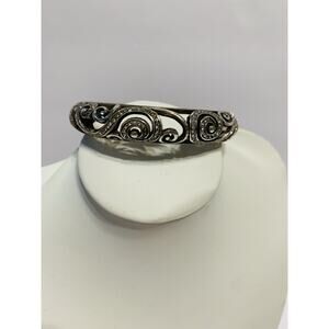 BRIGHTON ANAHITA Scrolled Crystal Hinged Bangle Bracelet - Retired